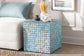 bali & pari Janella Bohemian Sky Blue Coconut Shell and Acacia Wood End Table FredCo