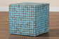 bali & pari Janella Bohemian Sky Blue Coconut Shell and Acacia Wood End Table FredCo