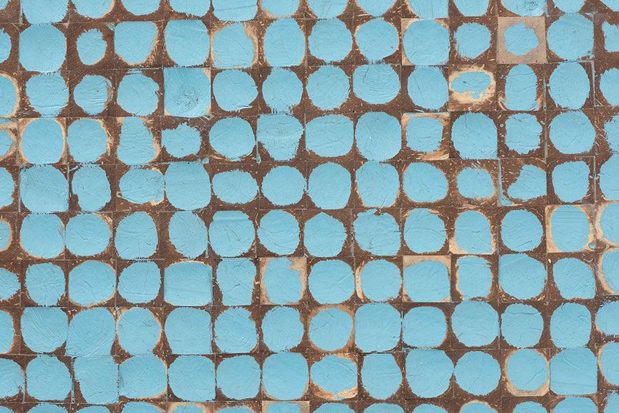 bali & pari Janella Bohemian Sky Blue Coconut Shell and Acacia Wood End Table FredCo