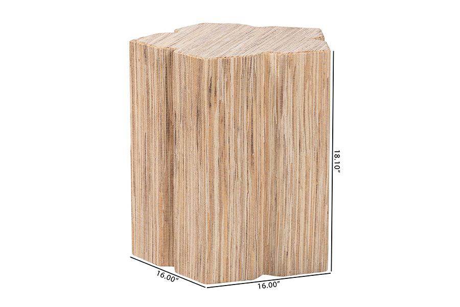 bali & pari Janeth Bohemian Woven Grasscloth End Table FredCo