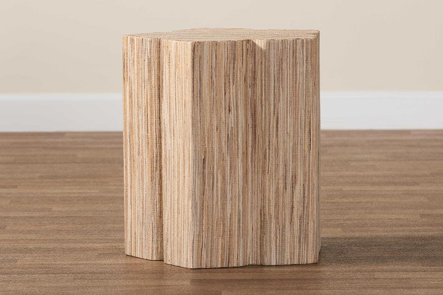 bali & pari Janeth Bohemian Woven Grasscloth End Table FredCo