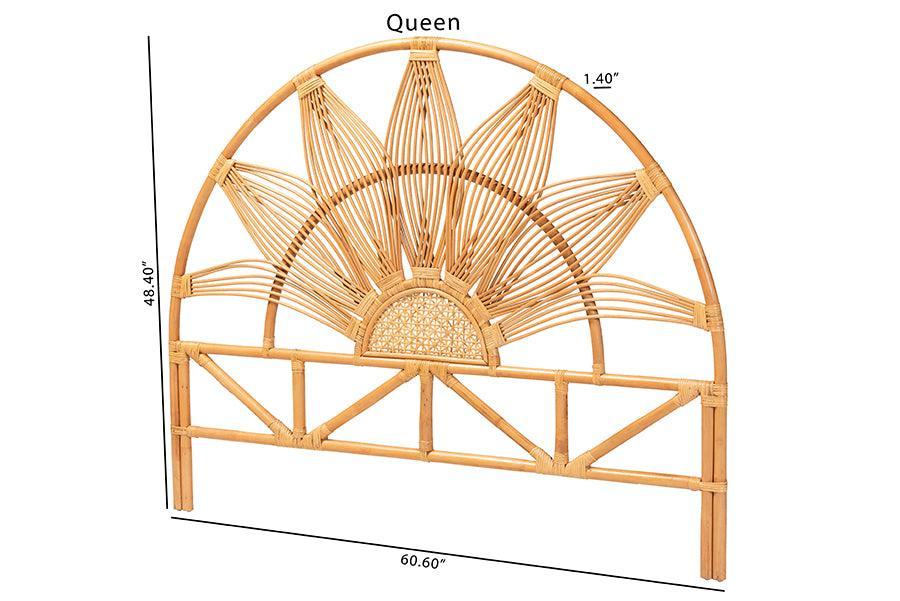 bali & pari Jasmine Modern Bohemian Natural Rattan King Size Standalone Headboard FredCo