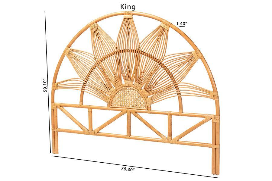 bali & pari Jasmine Modern Bohemian Natural Rattan King Size Standalone Headboard FredCo