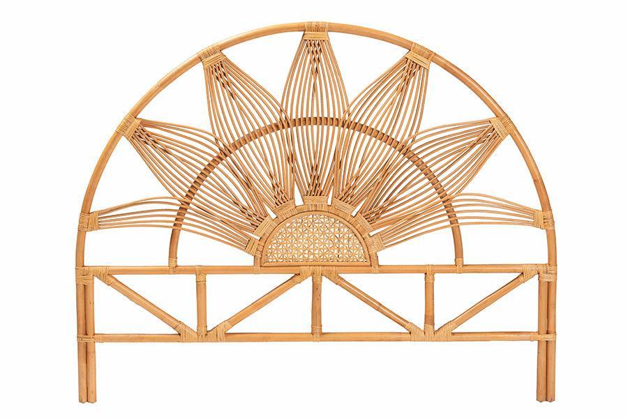 bali & pari Jasmine Modern Bohemian Natural Rattan Queen Size Standalone Headboard FredCo