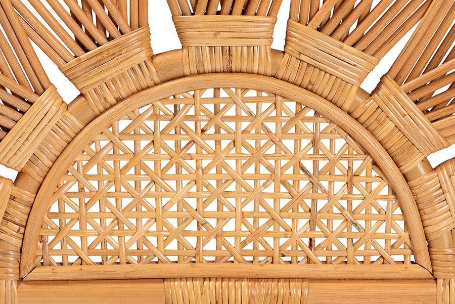 bali & pari Jasmine Modern Bohemian Natural Rattan Queen Size Standalone Headboard FredCo