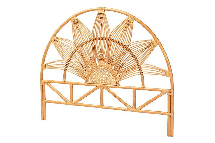 bali & pari Jasmine Modern Bohemian Natural Rattan Queen Size Standalone Headboard FredCo