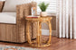 bali & pari Jayana Natural Rattan Round End Table - Handwoven Wicker Accent Table with Open Frame Base, Lightweight Coastal Boho Side Table for Living Room or Patio FredCo