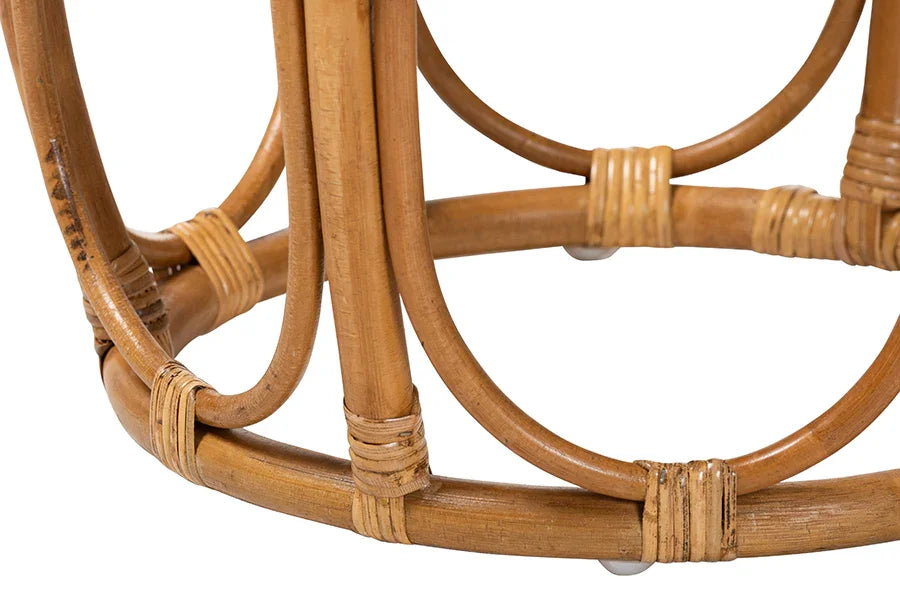 bali & pari Jayana Natural Rattan Round End Table - Handwoven Wicker Accent Table with Open Frame Base, Lightweight Coastal Boho Side Table for Living Room or Patio FredCo