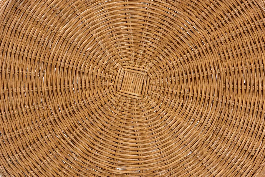 bali & pari Jayana Natural Rattan Round End Table - Handwoven Wicker Accent Table with Open Frame Base, Lightweight Coastal Boho Side Table for Living Room or Patio FredCo