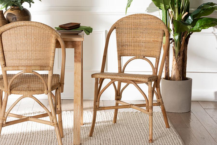 bali & pari Jaylyn Bohemian Natural Rattan Dining Chair FredCo