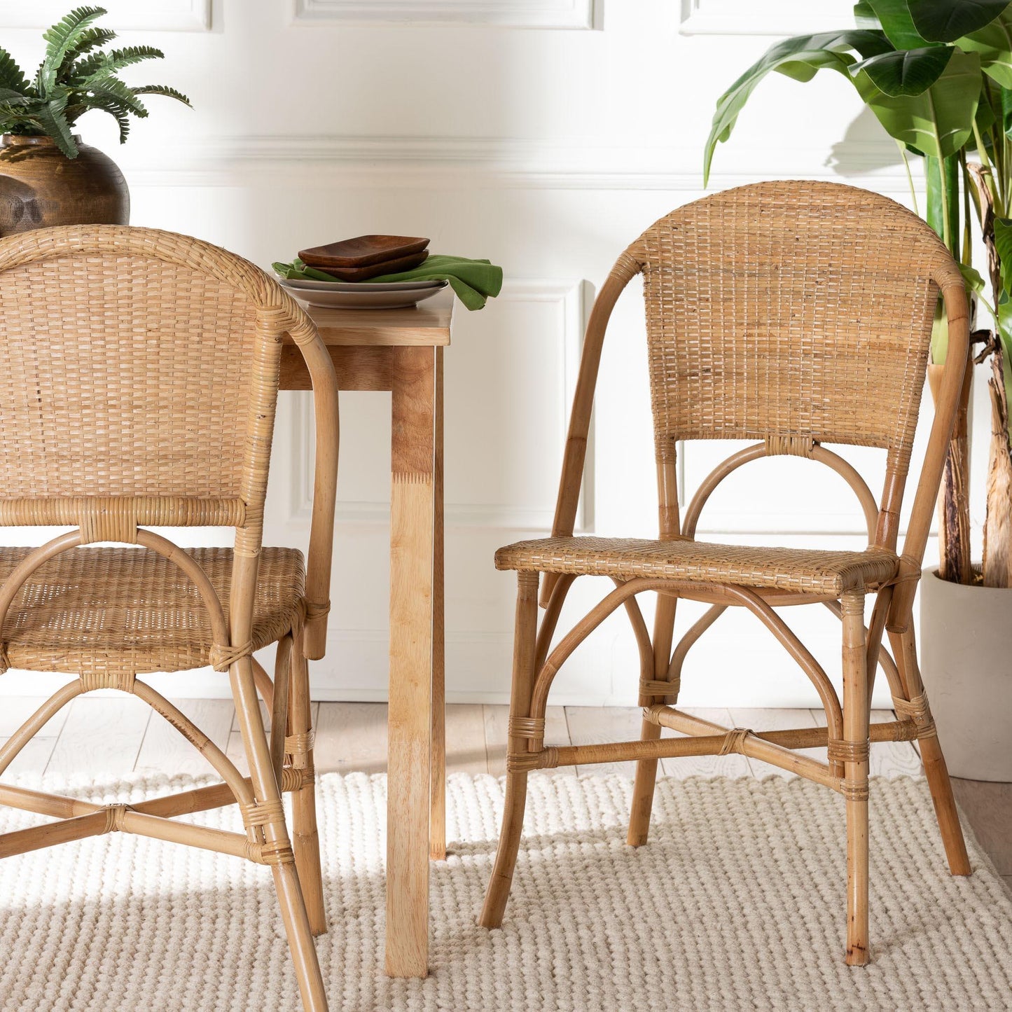 bali & pari Jaylyn Bohemian Natural Rattan Dining Chair FredCo