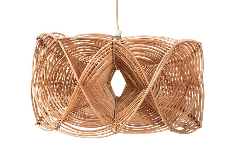 bali & pari Jeneth Natural Rattan Pendant Lampshade - Coastal Boho Ceiling Light Cover with Handcrafted Geometric Design FredCo