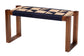 bali & pari Jerilyn Modern Bohemian Two-Tone Navy Blue and Natura Brown Seagrass and Acacia Wood Accent Bench FredCo