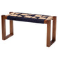 bali & pari Jerilyn Modern Bohemian Two-Tone Navy Blue and Natura Brown Seagrass and Acacia Wood Accent Bench FredCo
