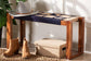 bali & pari Jerilyn Modern Bohemian Two-Tone Navy Blue and Natura Brown Seagrass and Acacia Wood Accent Bench FredCo