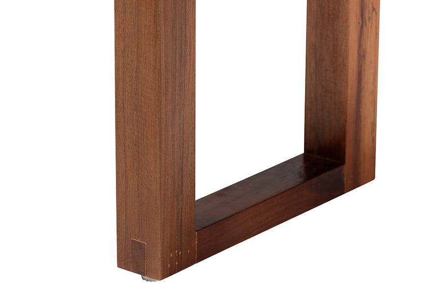 bali & pari Jerilyn Modern Bohemian Two-Tone Navy Blue and Natura Brown Seagrass and Acacia Wood Accent Bench FredCo