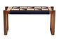 bali & pari Jerilyn Modern Bohemian Two-Tone Navy Blue and Natura Brown Seagrass and Acacia Wood Accent Bench FredCo
