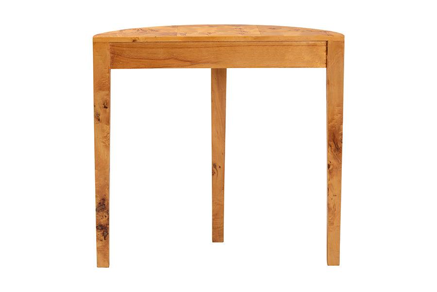 bali & pari Jihan Modern and Contemporary Natural Real Burl Wood Half-Moon Console Table FredCo