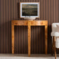 bali & pari Jihan Modern and Contemporary Natural Real Burl Wood Half-Moon Console Table FredCo