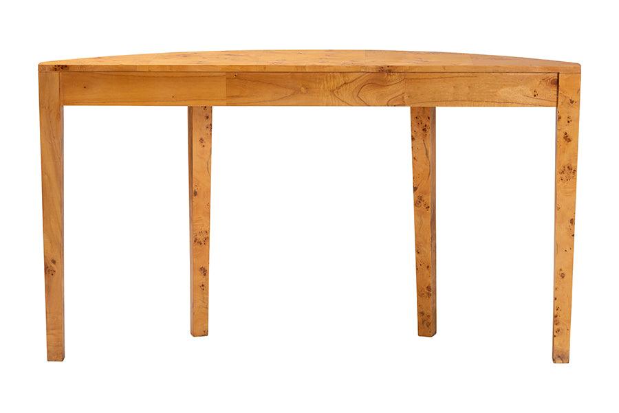 bali & pari Jihan Modern and Contemporary Natural Real Burl Wood Half-Moon Large Console Table FredCo