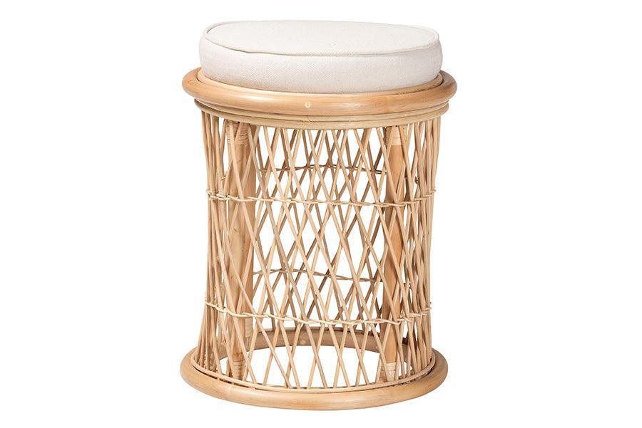 bali & pari Junius Bohemian Natural Rattan Ottoman Footstool FredCo