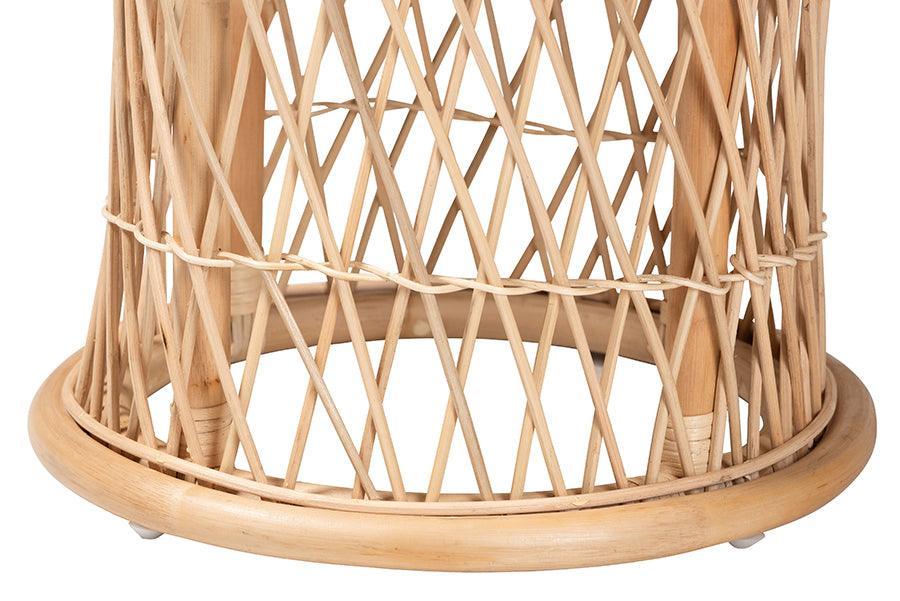 bali & pari Junius Bohemian Natural Rattan Ottoman Footstool FredCo