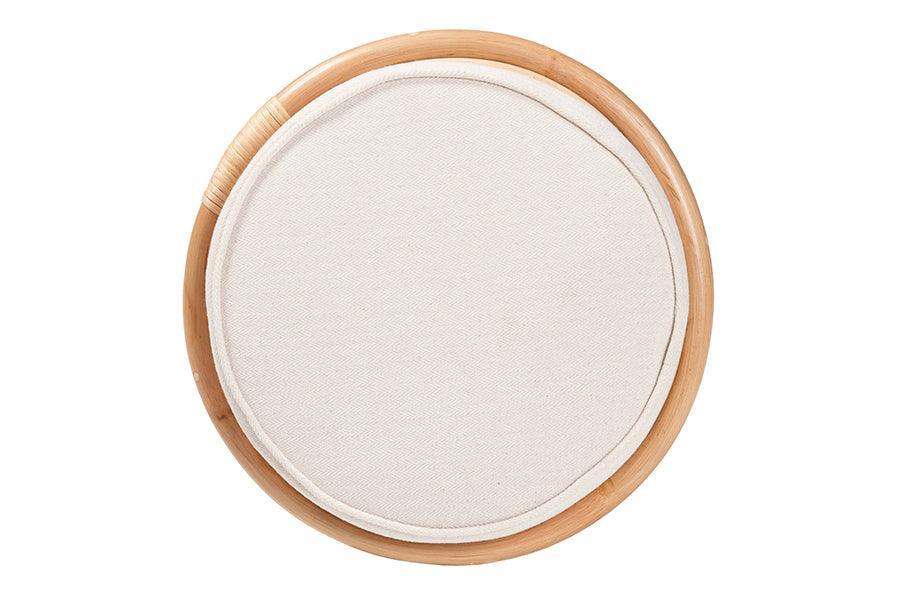 bali & pari Junius Bohemian Natural Rattan Ottoman Footstool FredCo