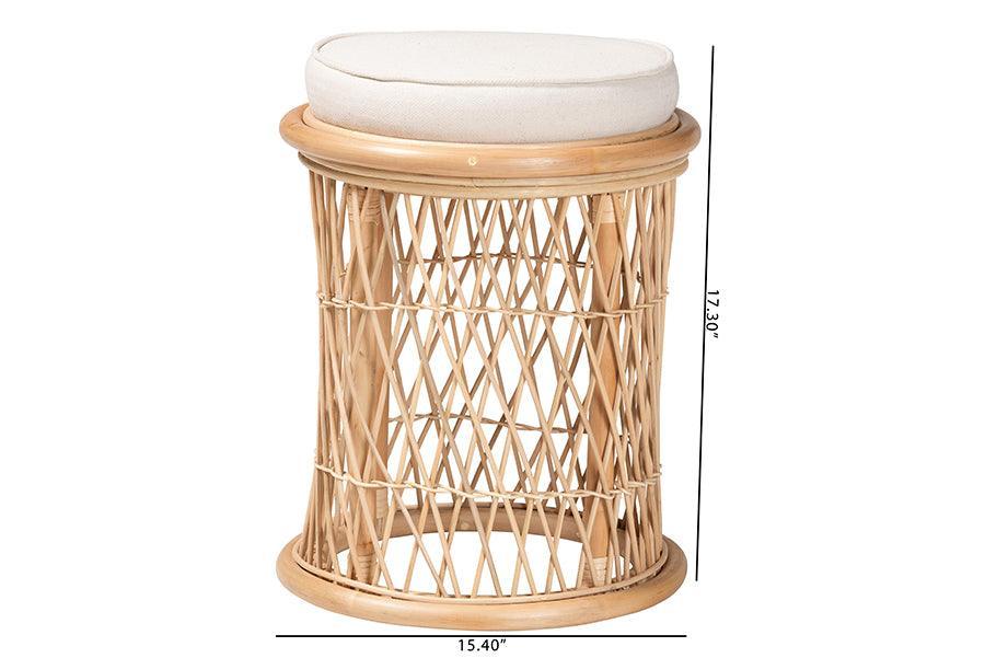 bali & pari Junius Bohemian Natural Rattan Ottoman Footstool FredCo