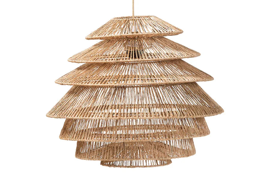 bali & pari Kaede Handwoven Jute Pendant Lampshade - Coastal Boho Ceiling Light Cover with Tiered Design FredCo
