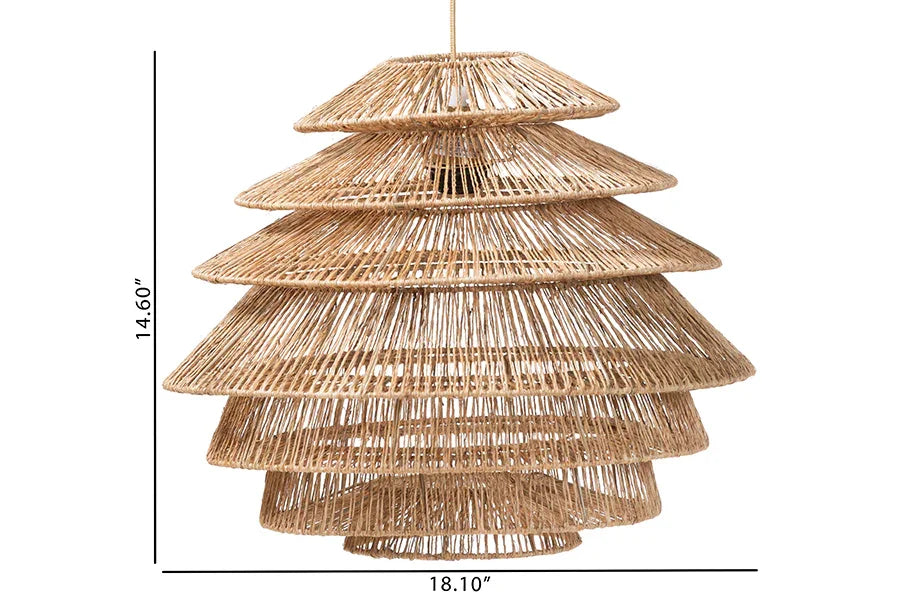 bali & pari Kaede Handwoven Jute Pendant Lampshade - Coastal Boho Ceiling Light Cover with Tiered Design FredCo