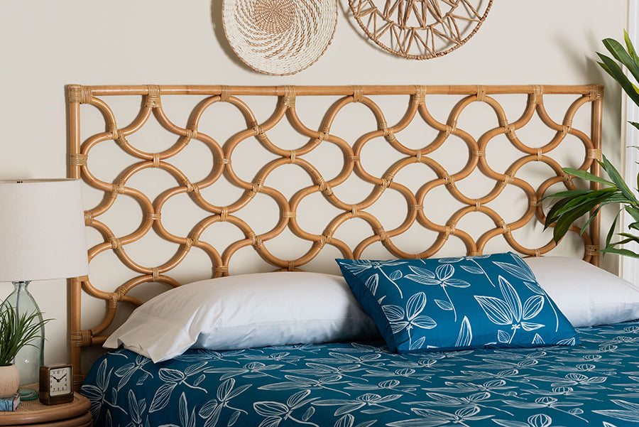 bali & pari Kalcya Bohemian Natural Rattan King Size Standalone Headboard FredCo