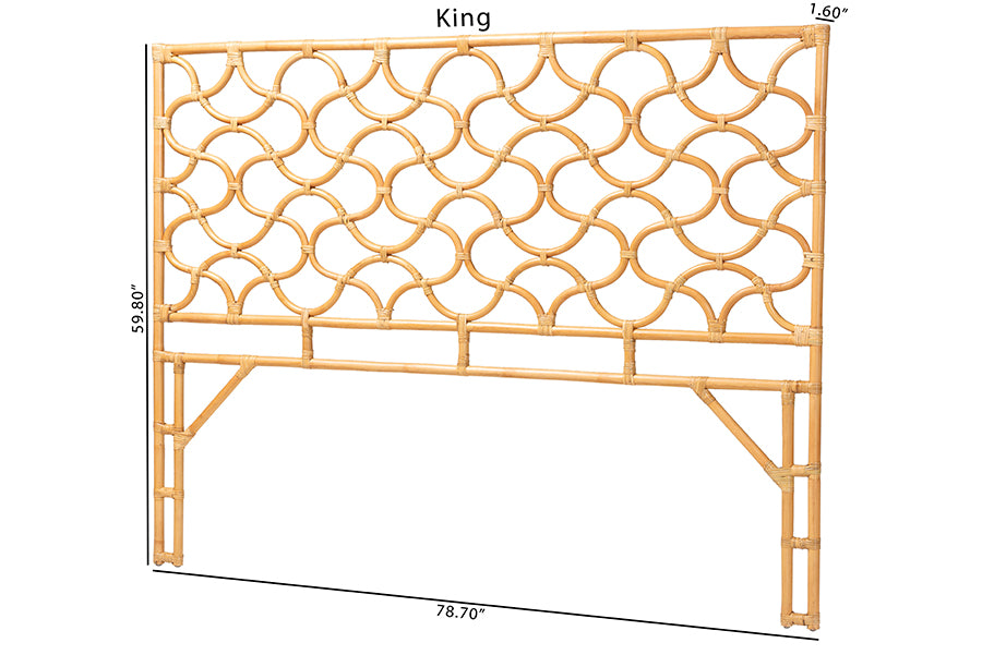 bali & pari Kalcya Bohemian Natural Rattan King Size Standalone Headboard FredCo
