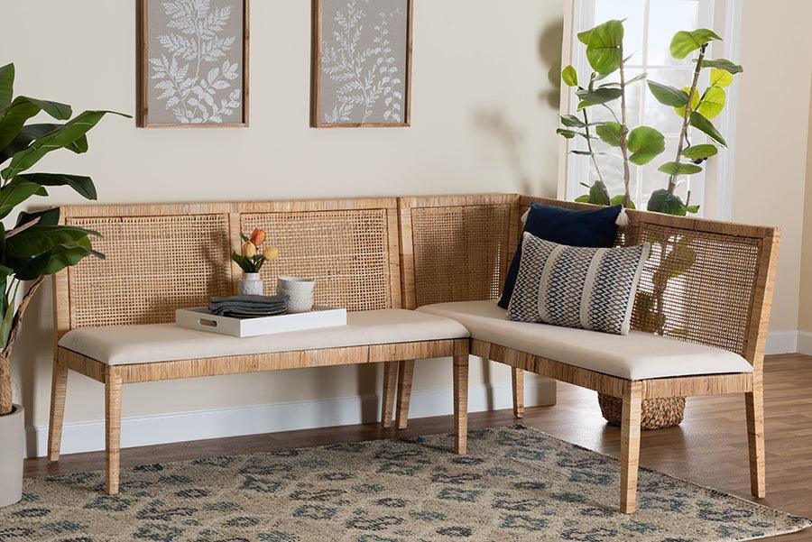bali & pari Kalimantan Bohemian Light Honey Rattan 2-Piece Banquette Set FredCo