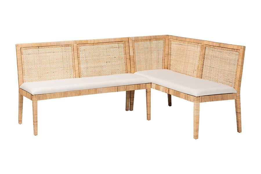 bali & pari Kalimantan Bohemian Light Honey Rattan 2-Piece Banquette Set FredCo