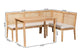 bali & pari Kalimantan Bohemian Light Honey Rattan 3-Piece Dining Nook Set FredCo