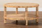 bali & pari Kalimantan Bohemian Light Honey Rattan and Mahogany Wood Coffee Table FredCo