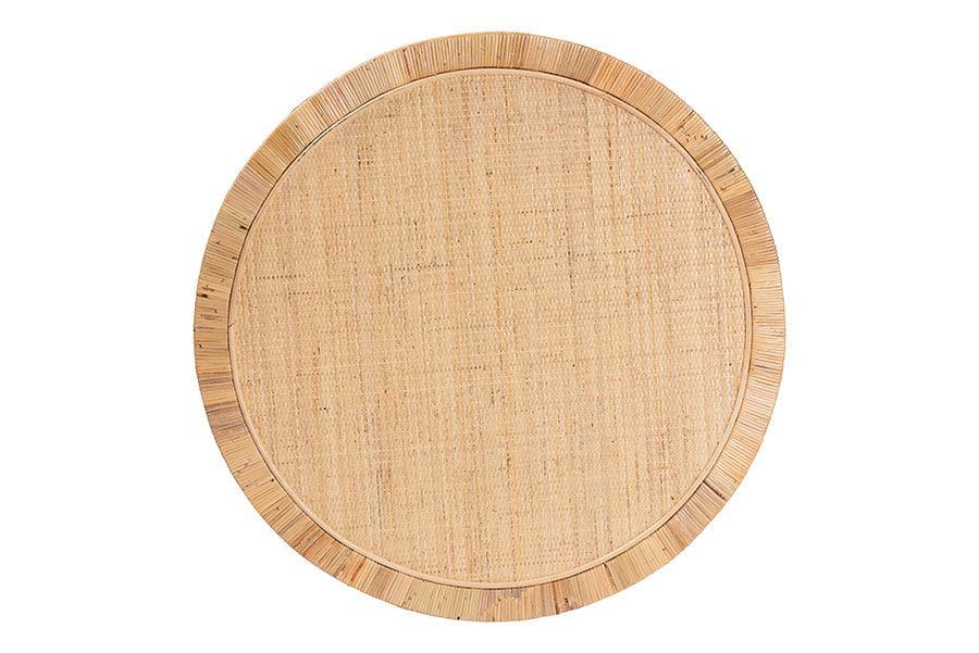 bali & pari Kalimantan Bohemian Light Honey Rattan and Mahogany Wood Coffee Table FredCo