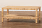 bali & pari Kalimantan Bohemian Light Honey Rattan and Mahogany Wood Rectangle Coffee Table FredCo