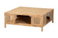 bali & pari Kalimantan Bohemian Light Honey Rattan and Mahogany Wood Square Coffee Table FredCo