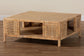 bali & pari Kalimantan Bohemian Light Honey Rattan and Mahogany Wood Square Coffee Table FredCo
