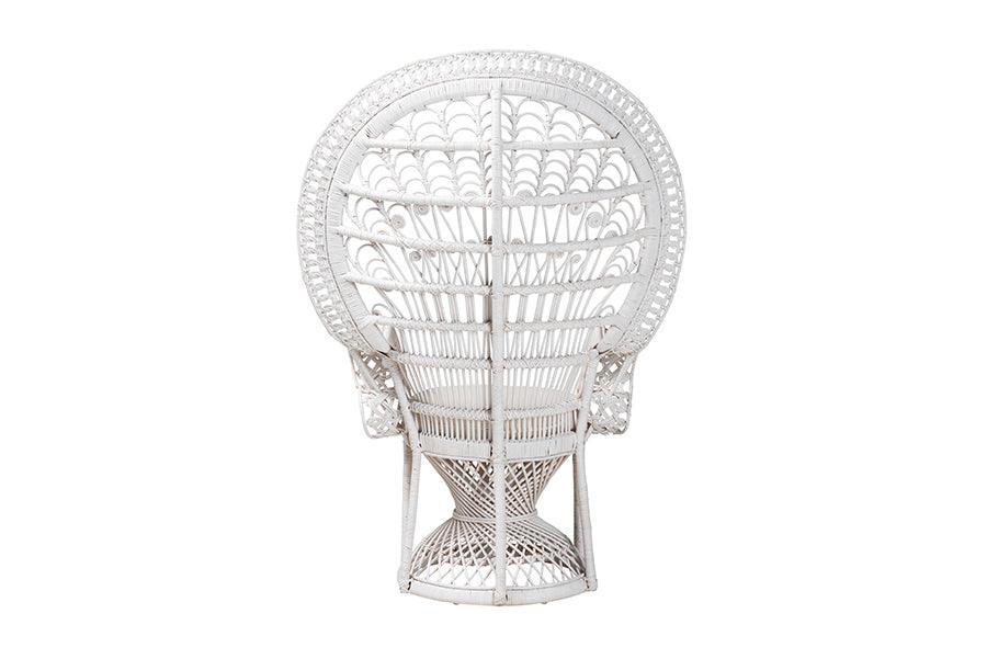 bali & pari Kallima Modern Bohemian White Natural Rattan Peacock Chair FredCo