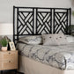 bali & pari Karavo Bohemian Black Natural Rattan Queen Size Standalone Headboard FredCo