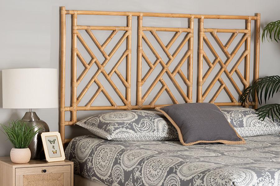 bali & pari Karavo Bohemian Natural Rattan King Size Standalone Headboard FredCo