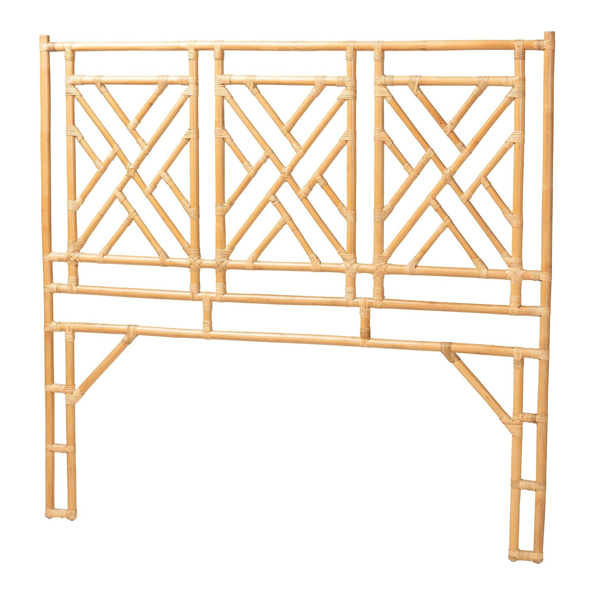 bali & pari Karavo Bohemian Natural Rattan Queen Size Standalone Headboard FredCo