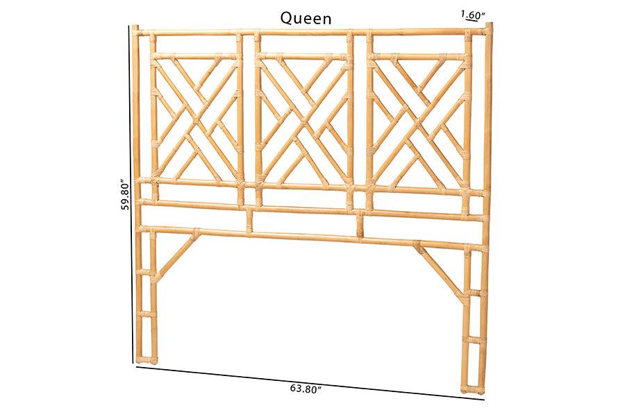 bali & pari Karavo Bohemian Natural Rattan Queen Size Standalone Headboard FredCo