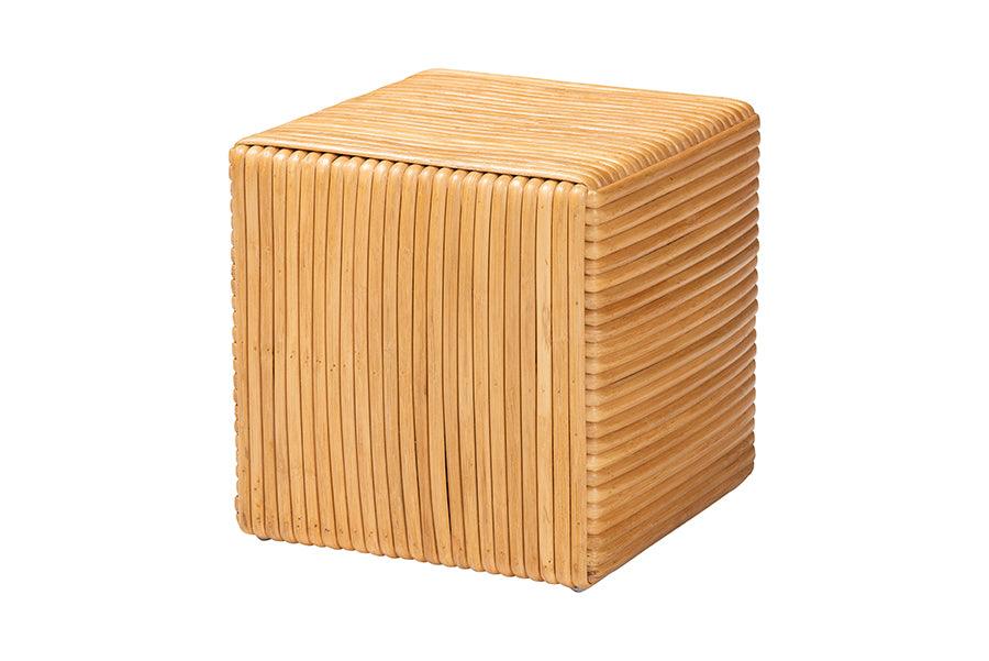 bali & pari Karina Bohemian Light Honey Rattan Footstool FredCo
