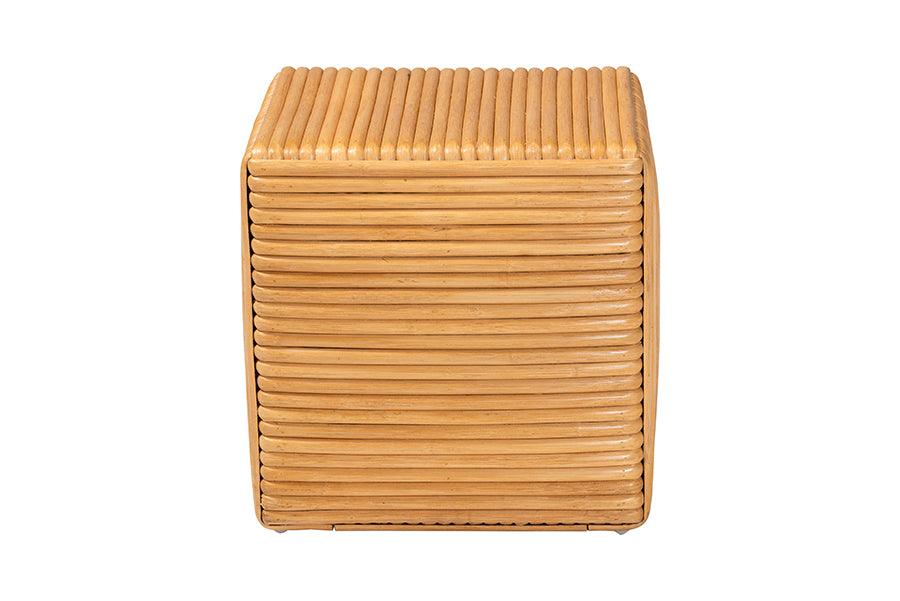 bali & pari Karina Bohemian Light Honey Rattan Footstool FredCo