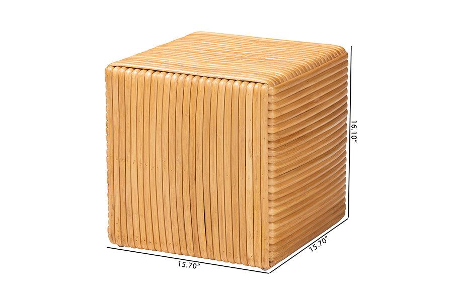 bali & pari Karina Bohemian Light Honey Rattan Footstool FredCo
