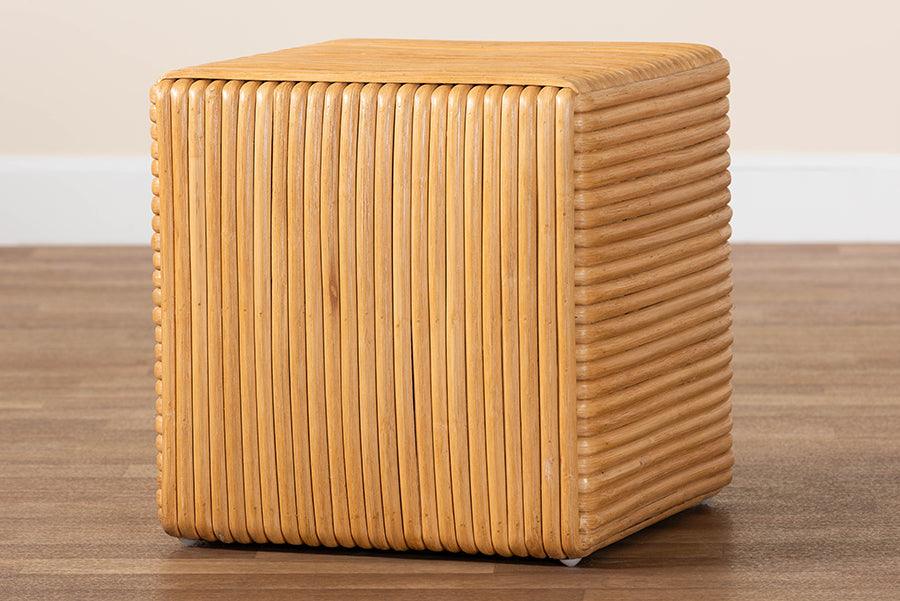 bali & pari Karina Bohemian Light Honey Rattan Footstool FredCo