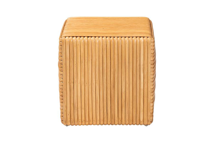 bali & pari Karina Bohemian Light Honey Rattan Footstool FredCo